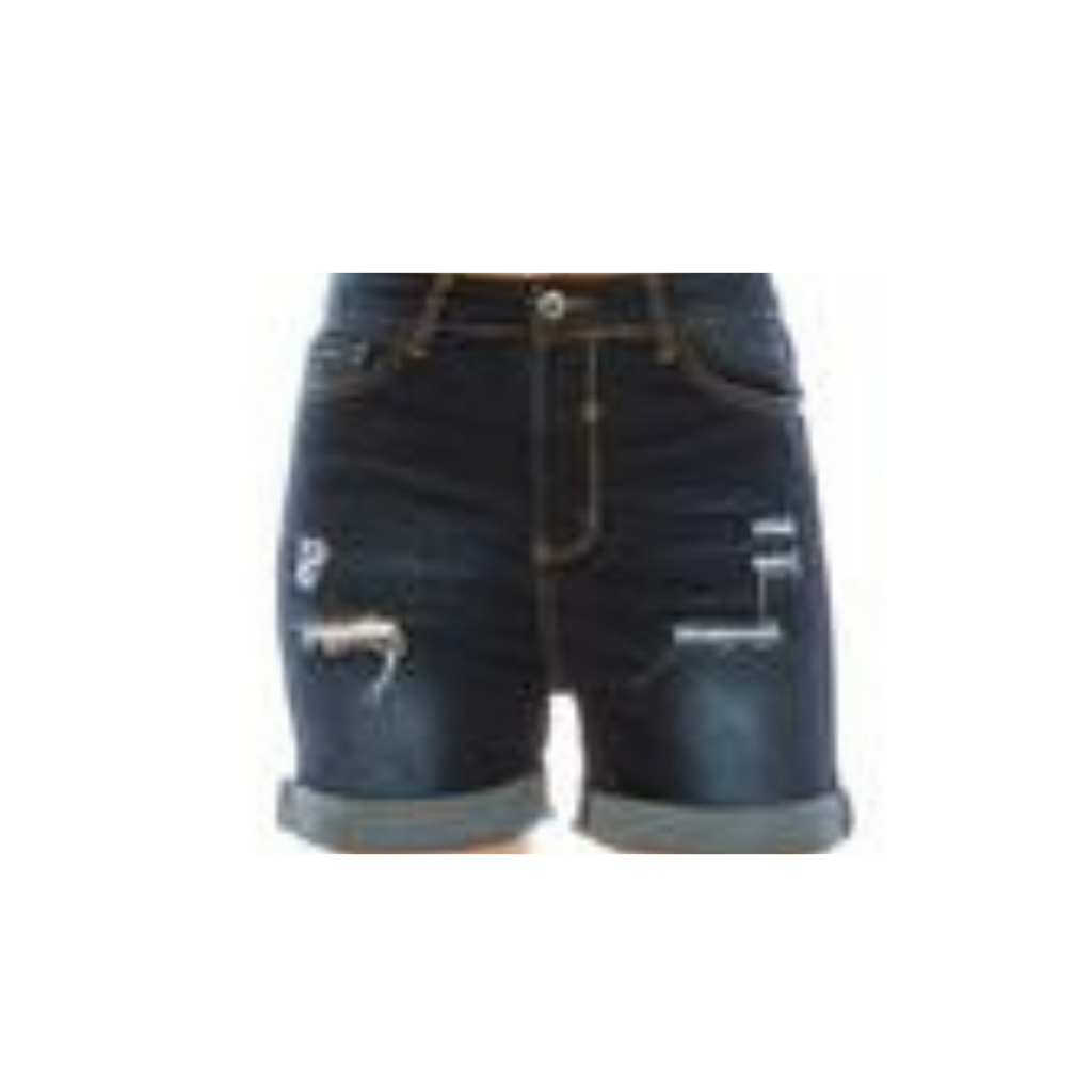 Dark Denim Fold Shorts