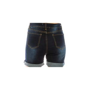 Dark Denim Fold Shorts